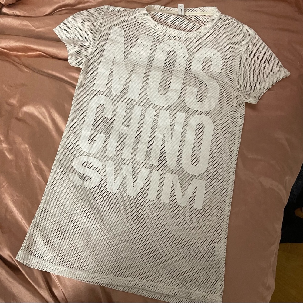 Moschino swim beach cover up mesh t-shirt